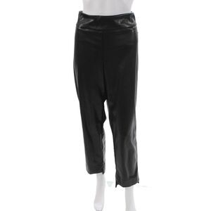 Estelle & Finn Women Black Faux Leather Ankle Pants Pull On Size 12